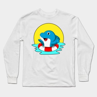 Dolphin at Swimming with Swim ring Long Sleeve T-Shirt